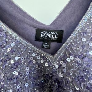 🌟ADRIANNA PAPELL Evening Blouse Top 100% Silk Beaded Sequin🌟